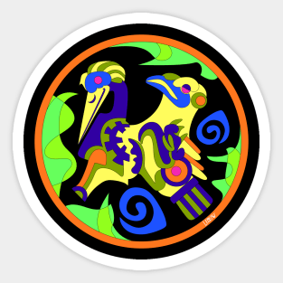 seagull codex glyph ecopop in totonac art Sticker